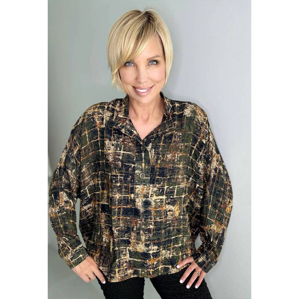NEW TRUE BLUE relaxed fit blouse in olive